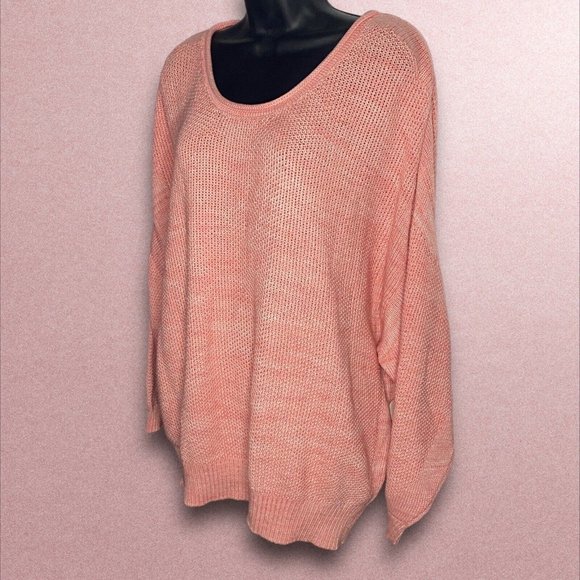 Terra & Sky Women’s Plus Size 1X, 16W-18W Scoop Neck Sweater Coral Cozy NEW - Picture 3 of 6